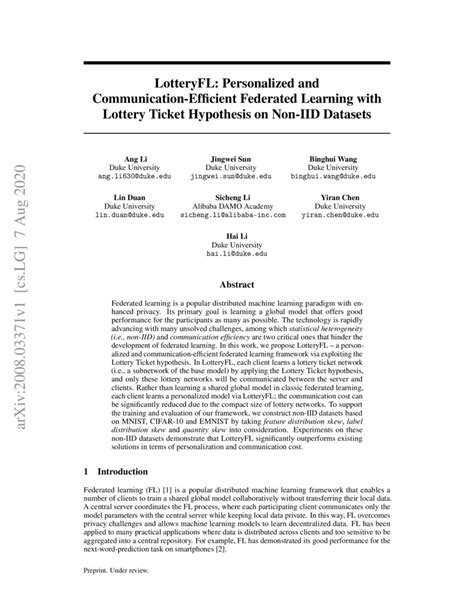 [2008.03371] LotteryFL: Personalized and Communication.